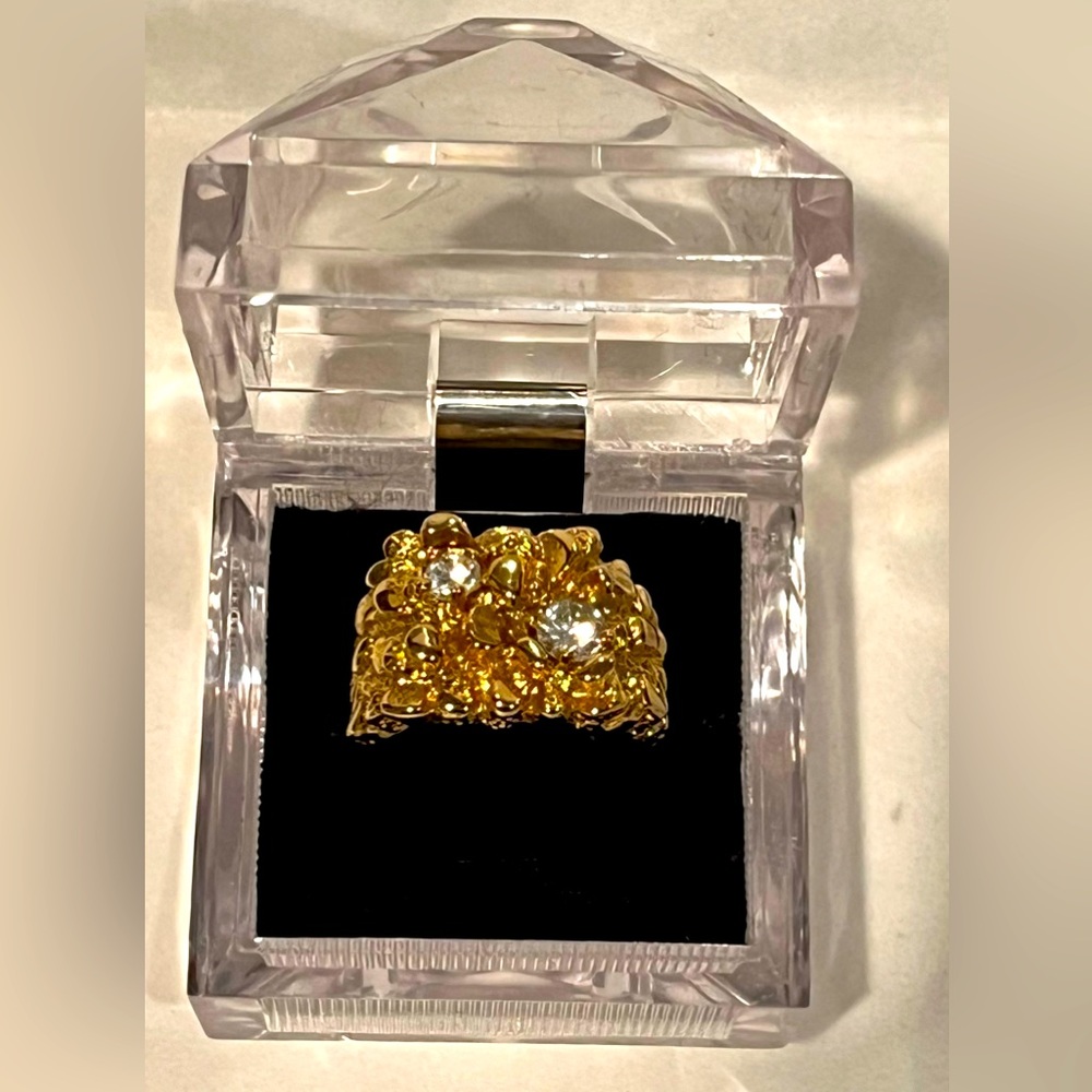 Men’s Cubic Zirconia 18kt Gold Plated Ring Size 9